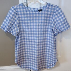 Ann Taylor Blue Gingham Top